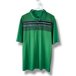 Pro Tour Golf Shirt Mens XL X Large Green Stripe Polo Stretch Knit